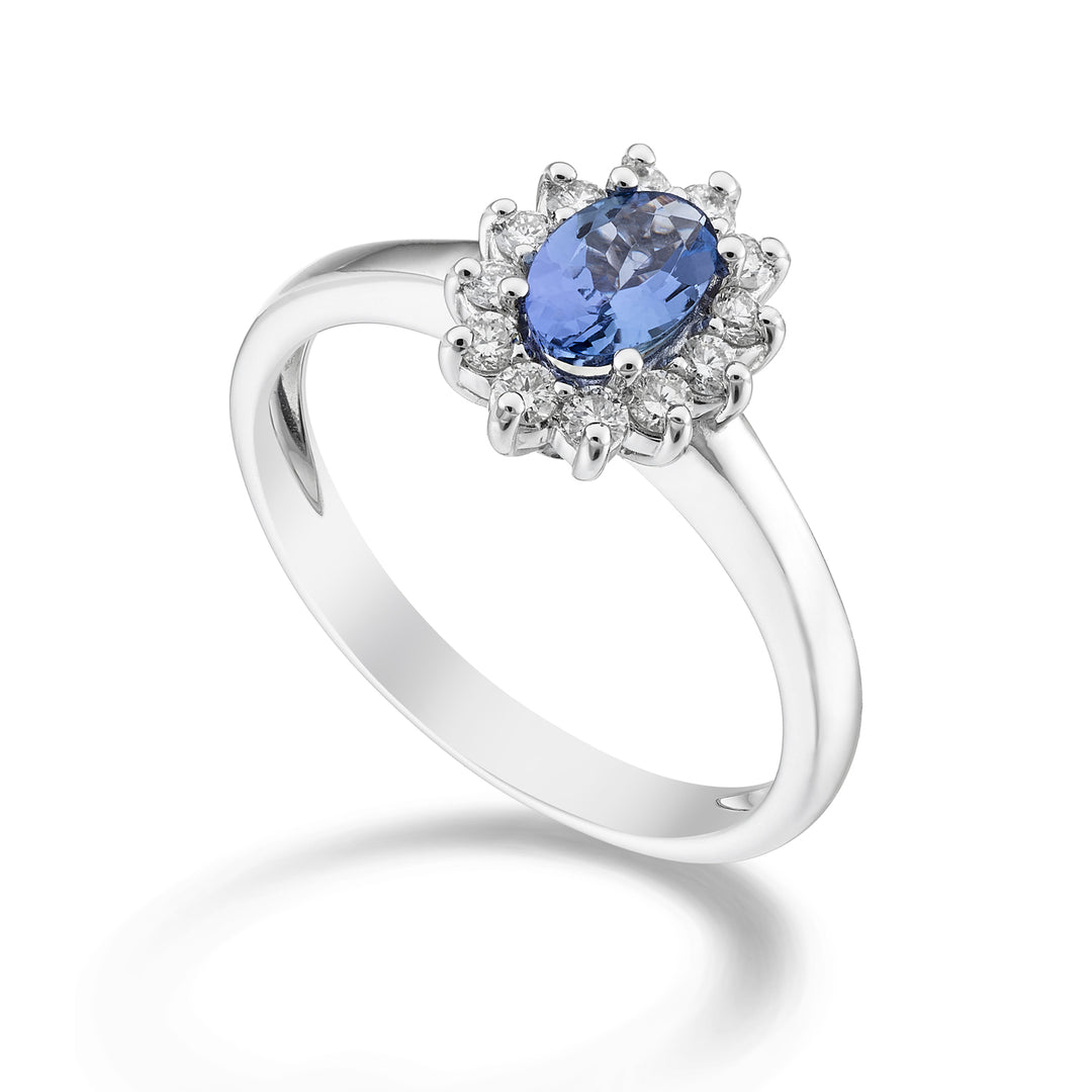 Nihama een 9k ovale tanzaniet 6x4 ct.0,38 diam. 0,23 ct NA5093R4TZN