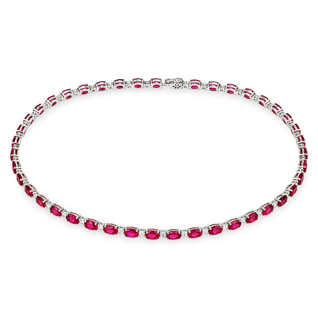 Golay-Tennishalsband mit Laborrubinen. und Diamanten GTC001RUDI-21309110034
