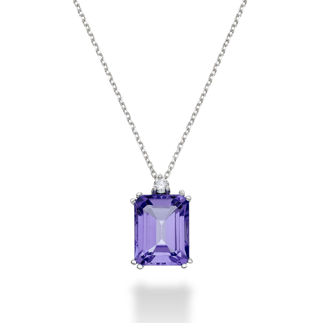 Mikiko cl 18k octagonal amethyst 7x9 ct.2.00 diam. ct.0.04 MPCL090DIAMET4O4