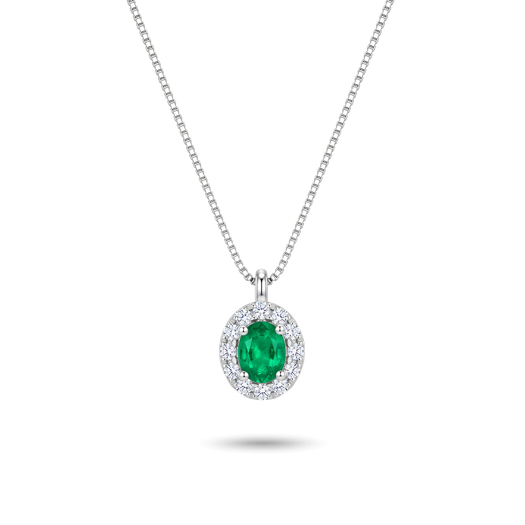 Mikiko cl 18k oval emerald 4x3 with diamond surround MD5201O4BE