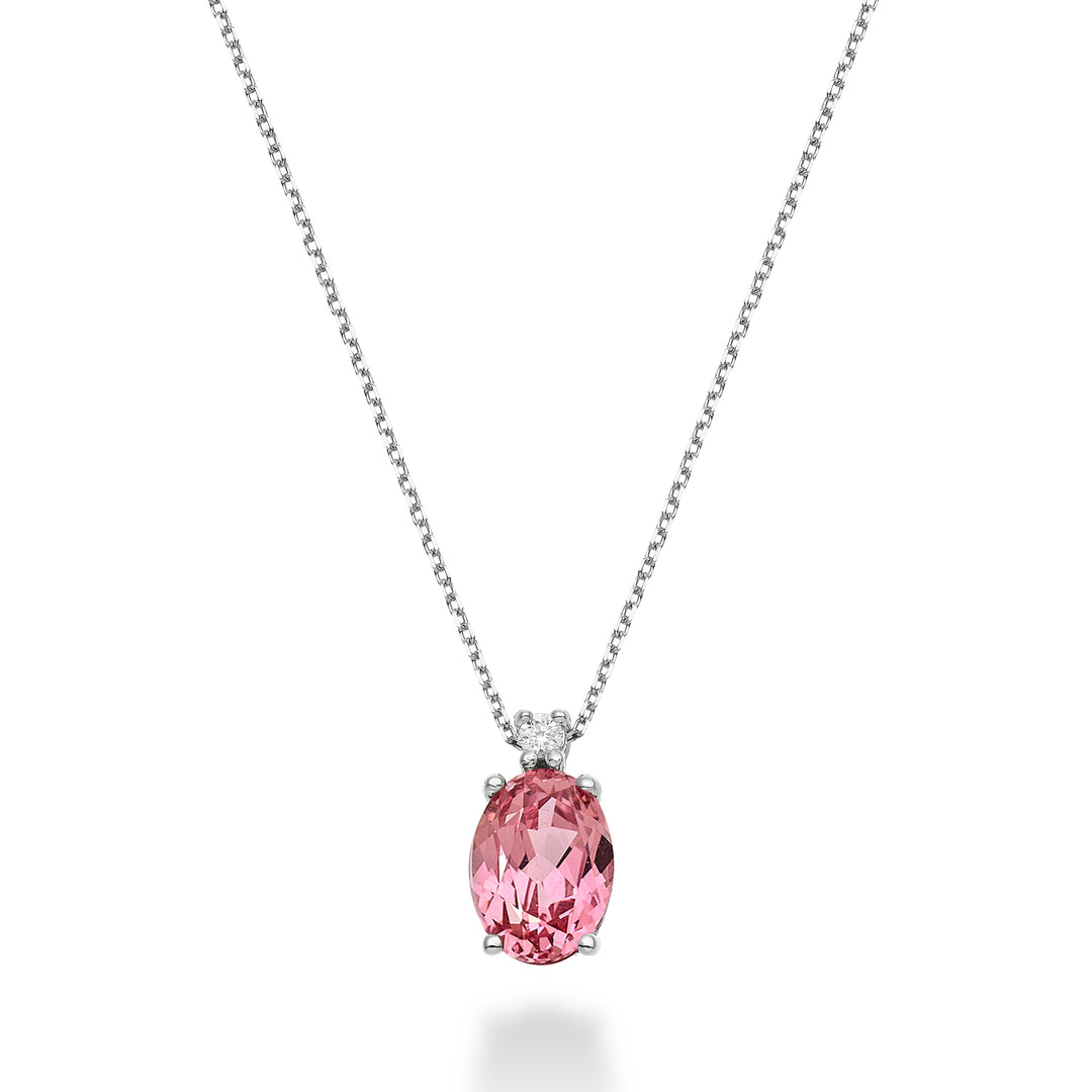 Nihama cl 18k ovale roze saffier 8x6 ct.1,60 diam. ct.0,025 ND5036O4ZFRP