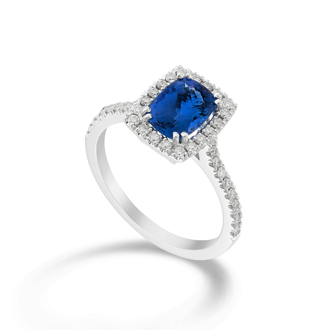 Golay tanzanite cushion ring 8x6 and diamonds ACLC076DITZ68-23073110087