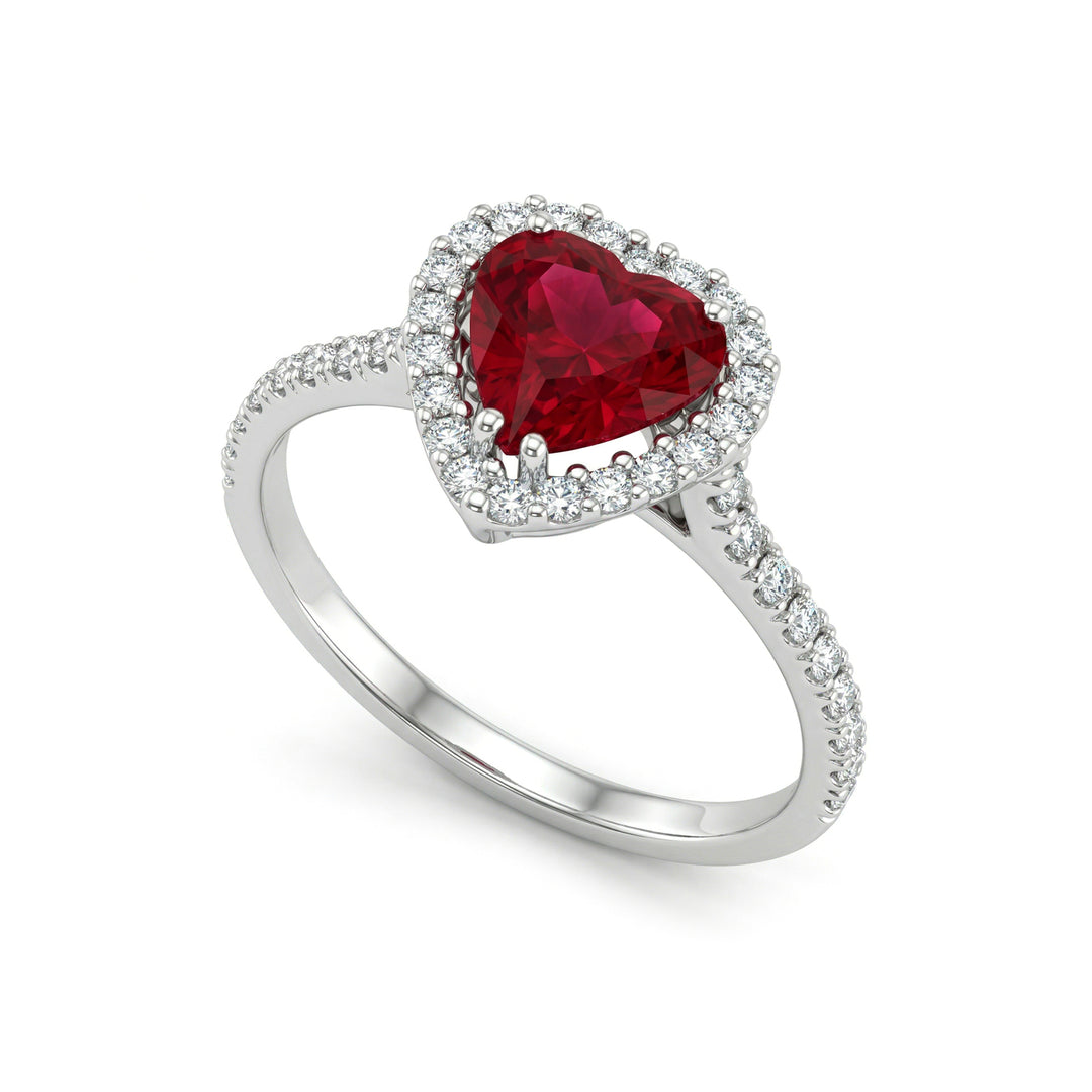 Golay hart robijnrode ring 6x7 en diamanten ACT011DIRU67-23289110056