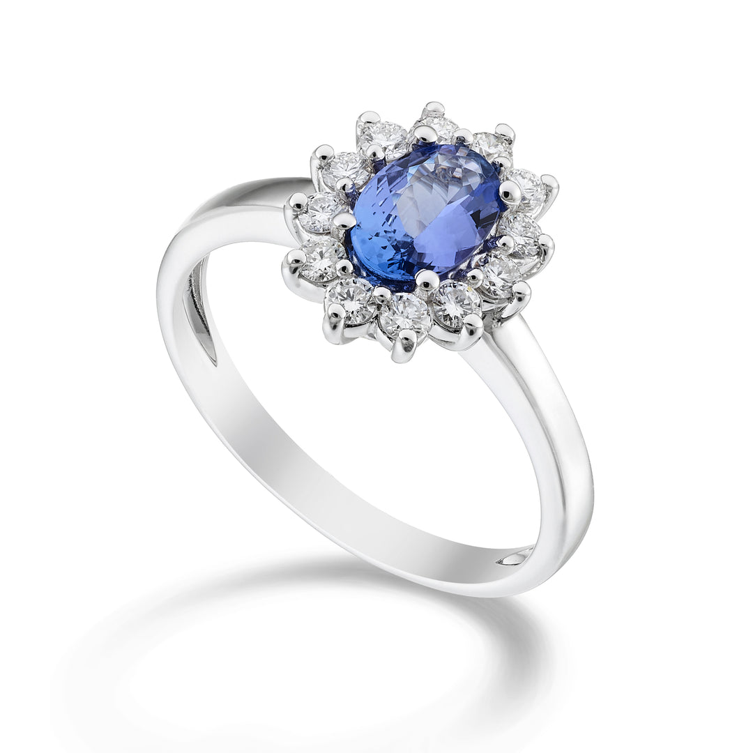 Mikiko an 18k tanzanite n. oval 7x5 ct. 0.60 diam. ct. 0.30 MA5094O4TZN