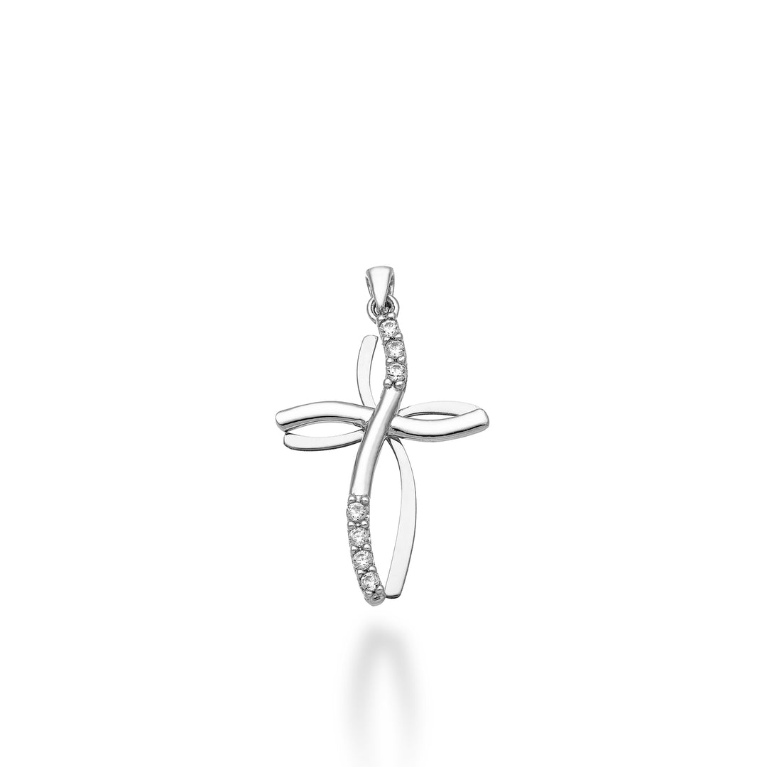 Nihama pe 18k 0,07 ct witgouden kruis 1,8 cm NP5017O4BR007