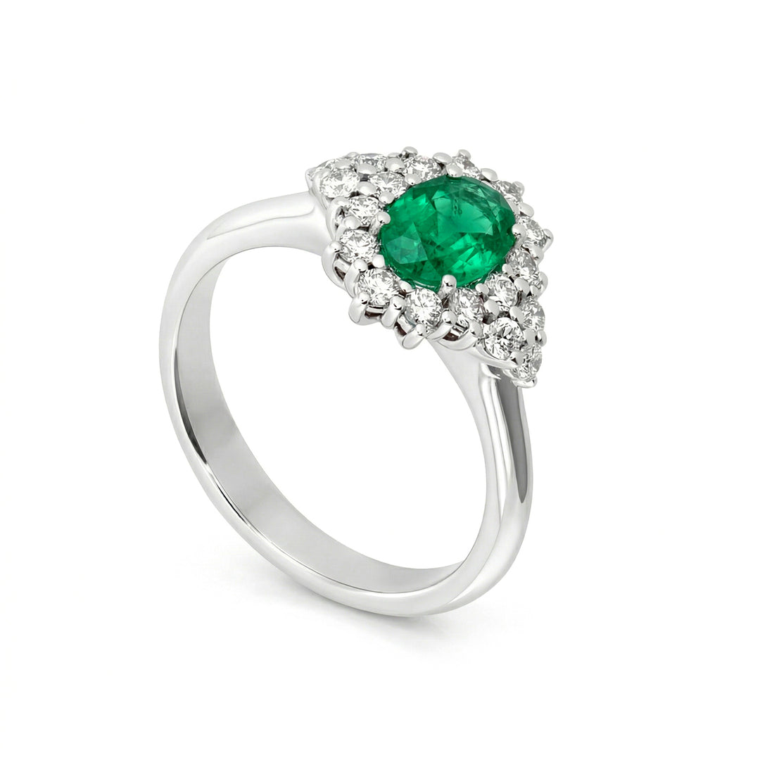 Golay ovale smaragdgroene ring 7x5 met contour en zijkanten ACL004WDISM-18134110044