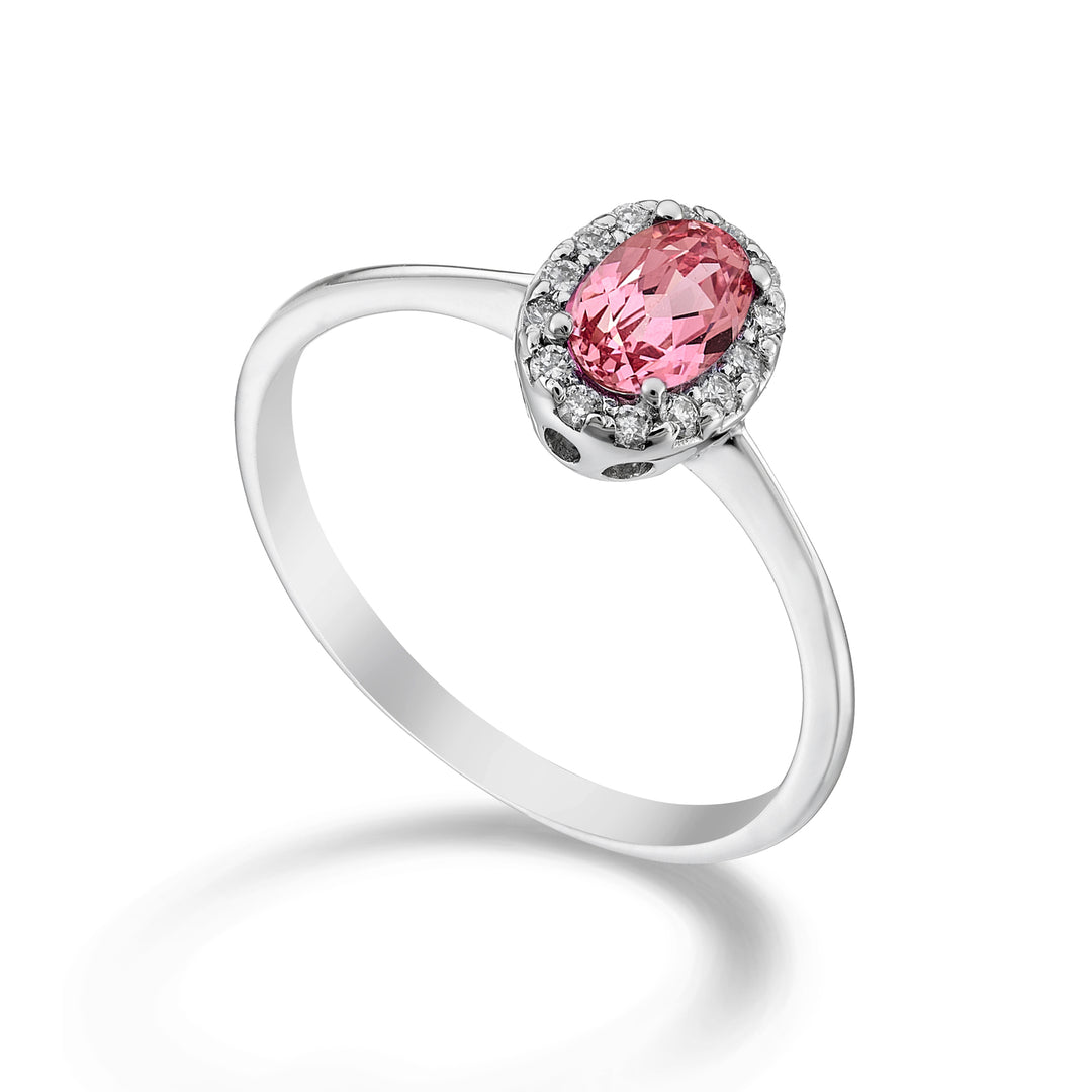 Mikiko een 18k ovale roze saffier 6x4 ct.0.60 dia ct.0.09 MA5115O4ZFRP