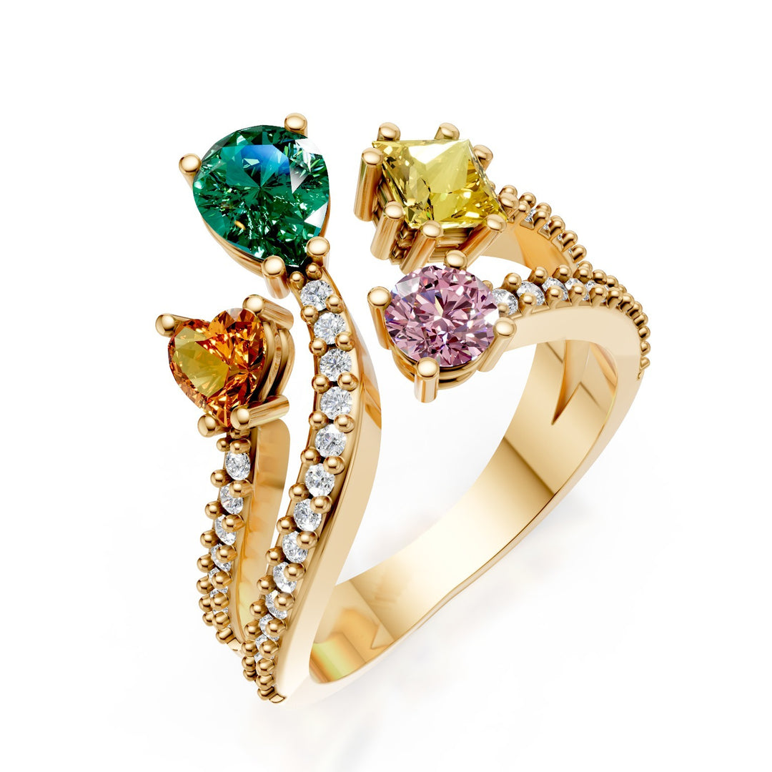 Golay-ring saffieren vorm veelkleurige diamanten op de schacht AMP664DMCC1G-25154110255