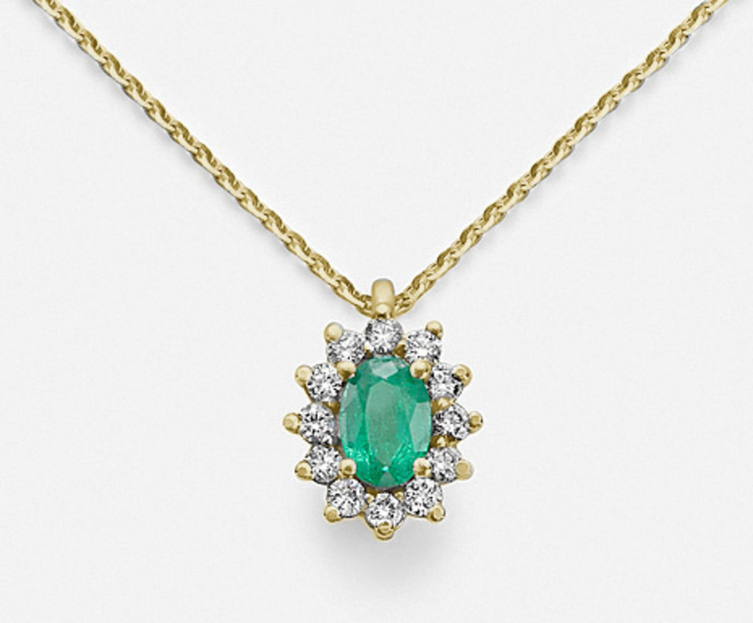 Mikiko cl 18k oval emerald 6x4 yellow gold 0.30 ct diam. ct.0.23 MD5047O1BE