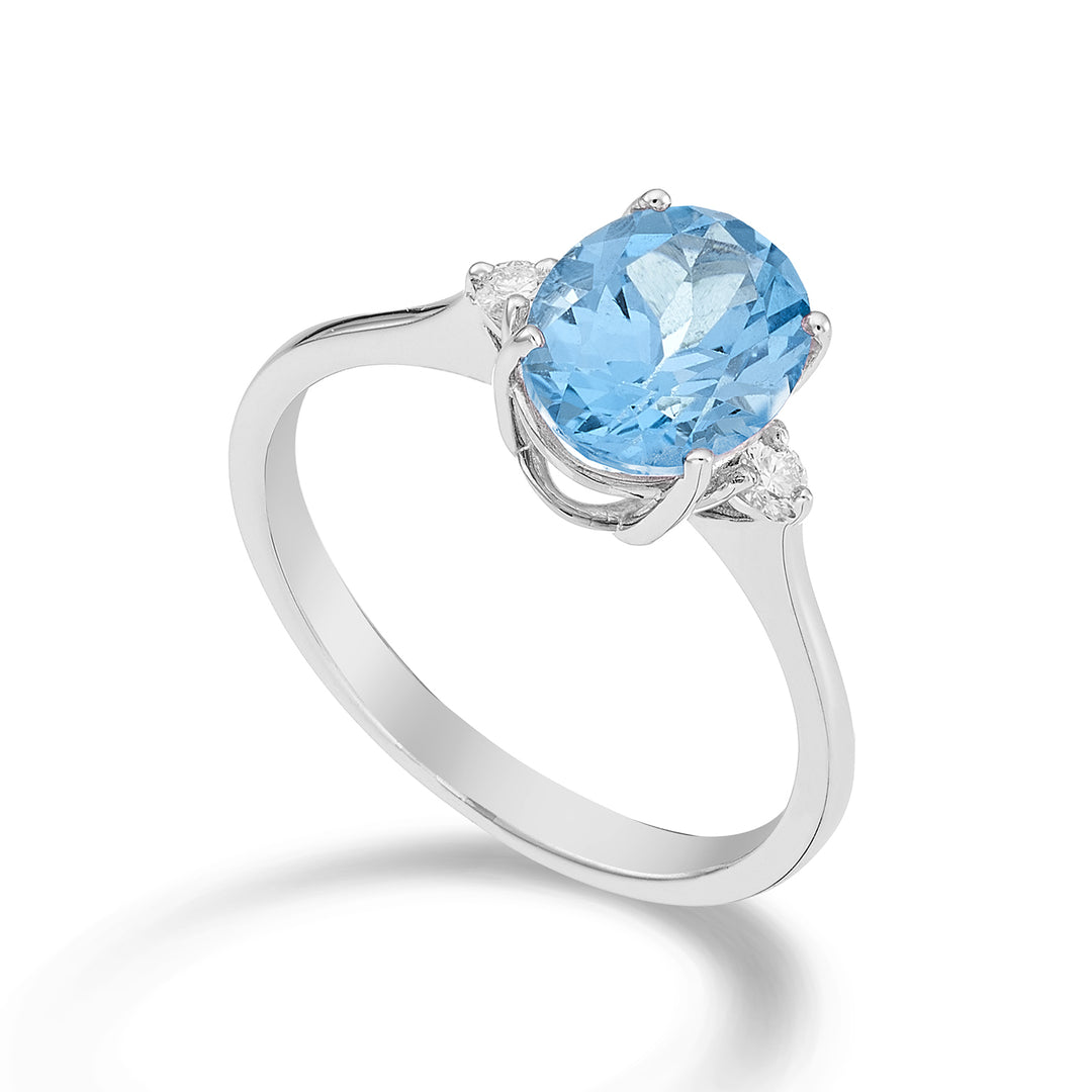 Mikiko, ein ovaler Blautopas aus 18 Karat, 7x9 ct.2,10 Durchm. ct.0,08 MA5143O4TPAZ