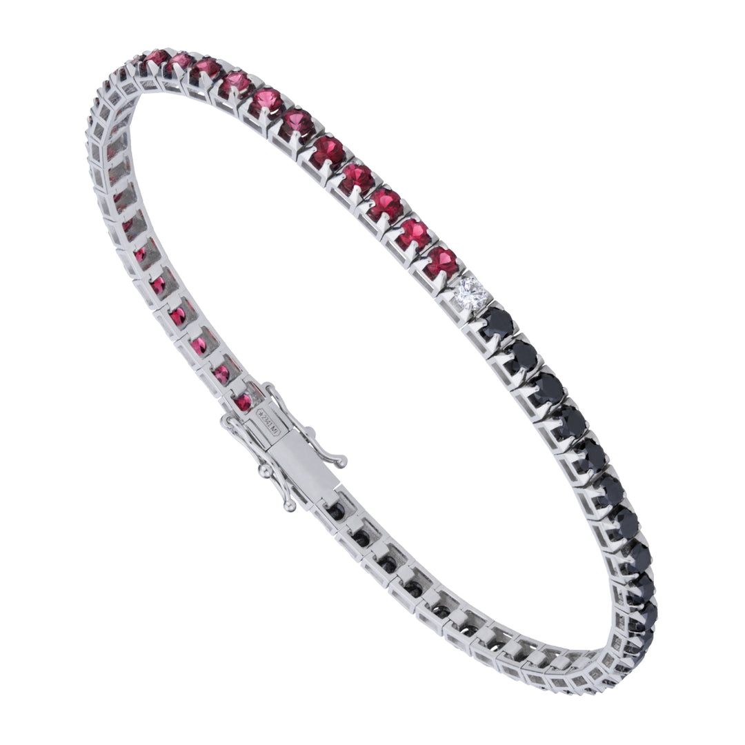 Schwarzes Golay-Tennisarmband und Rubine mit weißem Fleck BTQ060DBKRU20-20029110024