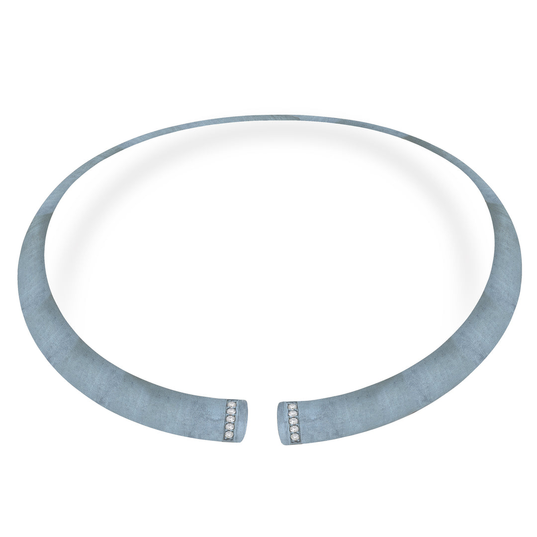 Golay choker in light blue titanium texture and diamonds on the opening, medium GD012DIAZTX_M