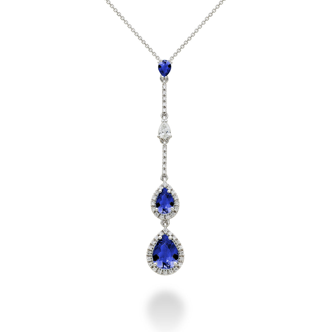 Golay tanzaniet ketting met scalaire druppelcontour en staaf PCLC202DTZP68-23058110040