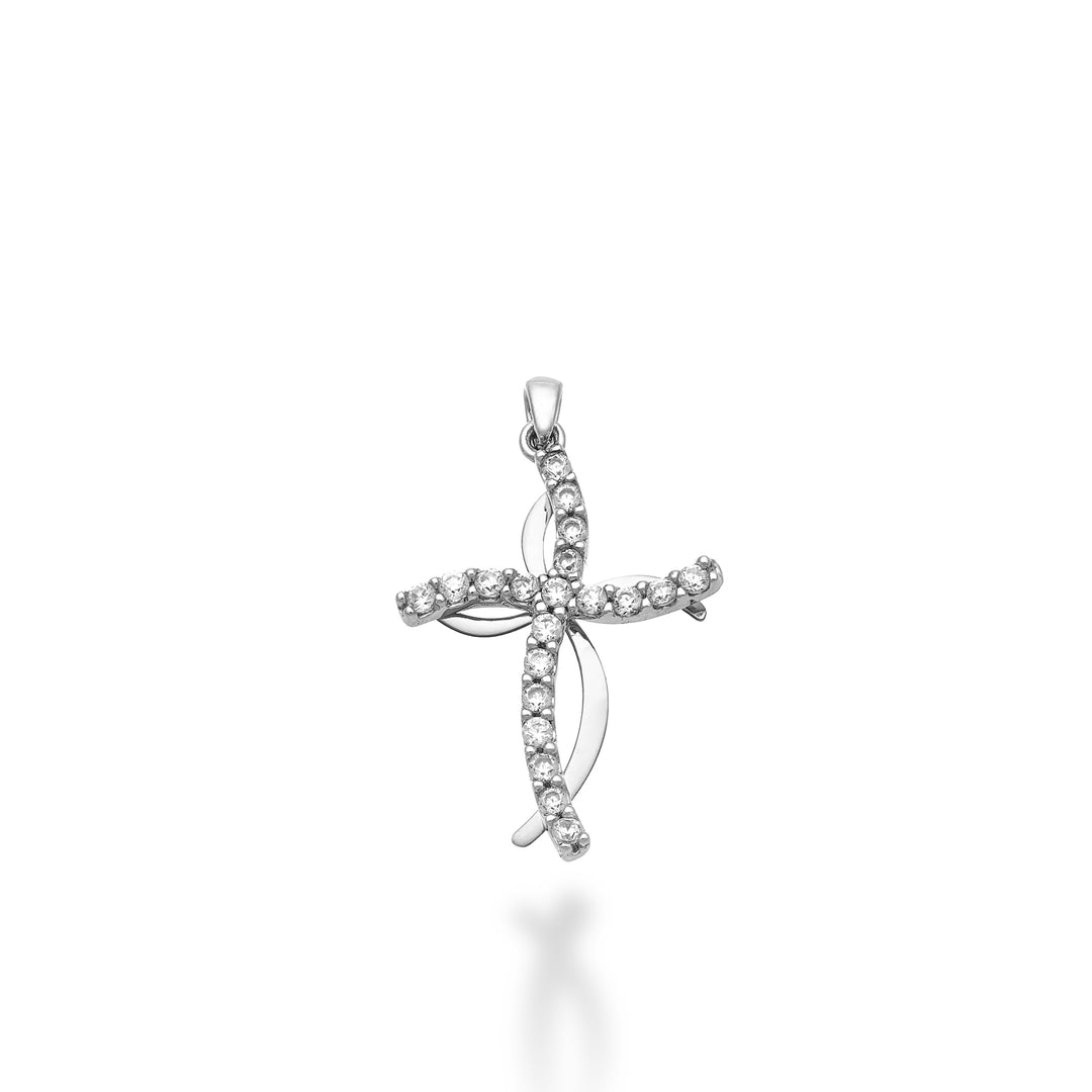 Nihama pe 18k 0,18 ct witgouden kruis 1,9 cm NP5012O4BR018