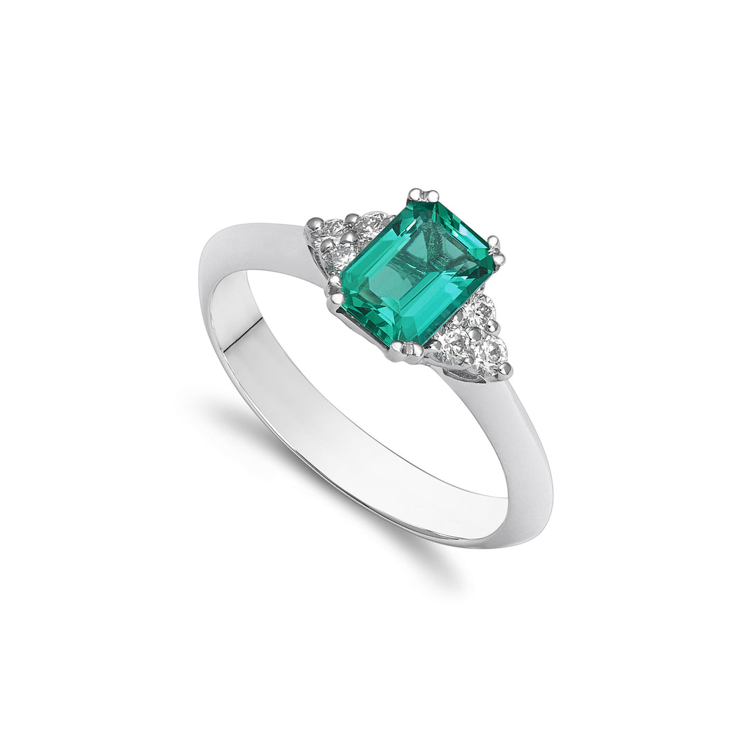 X-Diamond recreated octagonal emerald ring 5x7 and 3 diamonds XDACL113DSM57-22111110008