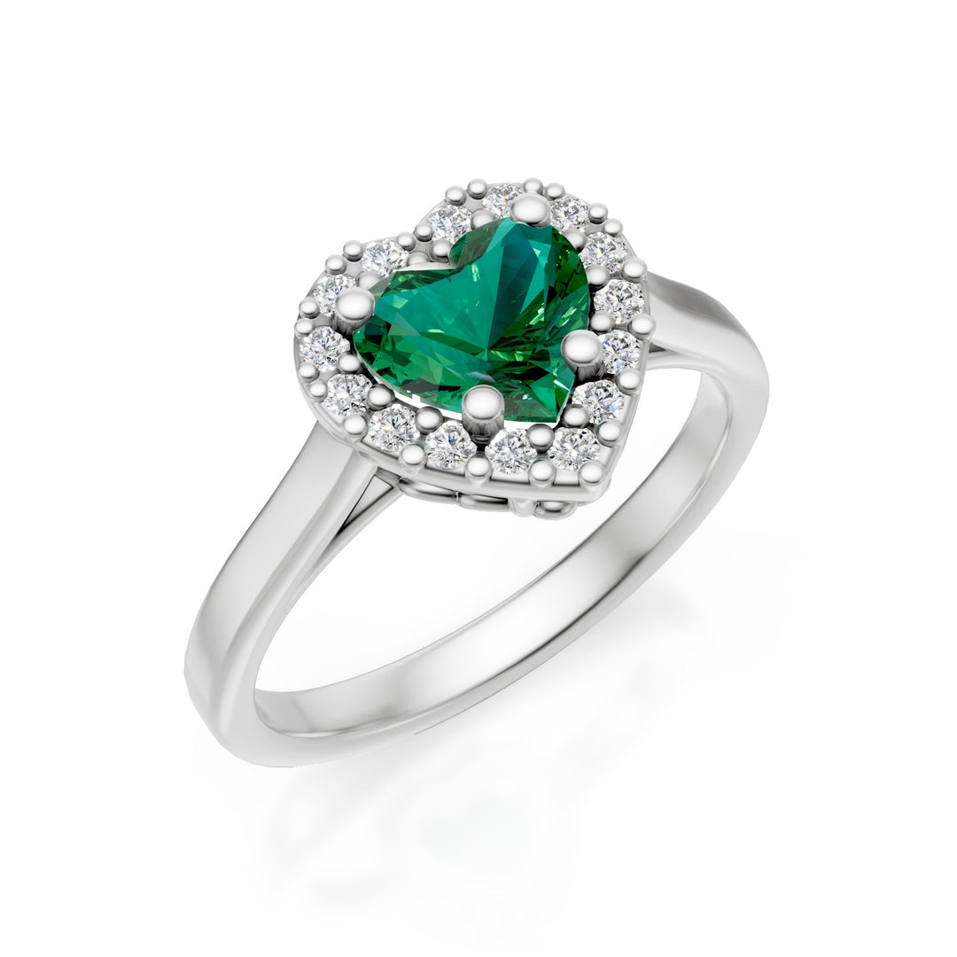 Golay 6x5 heart emerald ring with diamond outline ACLC644DSM65-25066110113