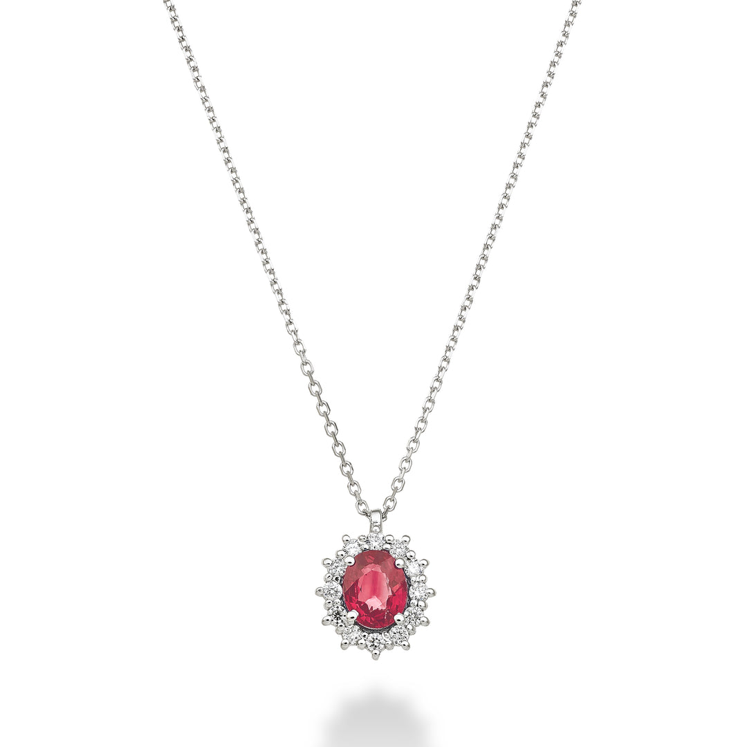 Nihama cl 18k oval ruby ​​5x4 ct.0,40 diam. 0.10 ct ND5126O4RBC