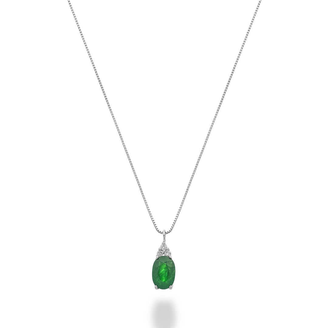 Nihama cl 9k oval emerald 6x4 with three diamonds ND5188R4BE
