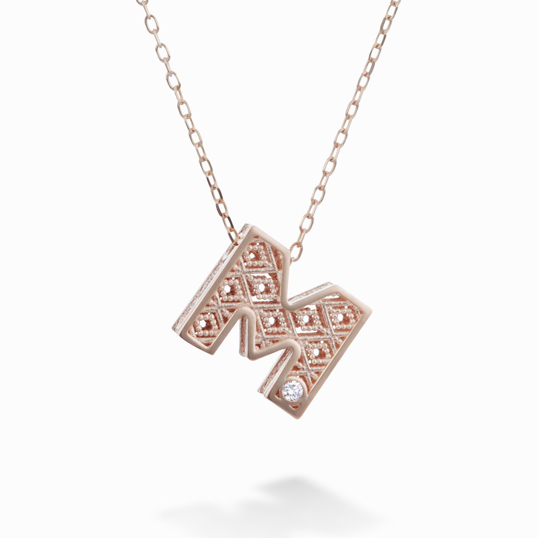 Nihama cl 18k Buchstabe M Roségold Durchm. ct.0,01 NDLETMO3