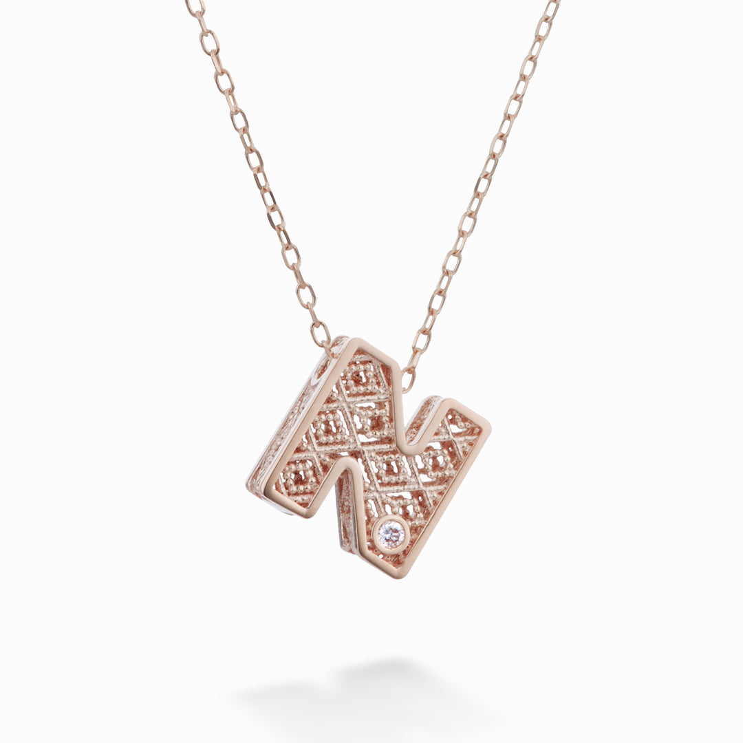 Nihama cl 18k Buchstabe n Roségold Durchm. ct.0,01 NDLETNO3