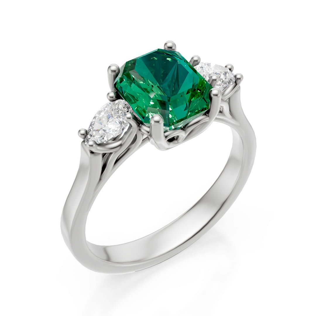 Golay octagonal emerald ring 7x7 and side drops ACL472DSM77-25064110267