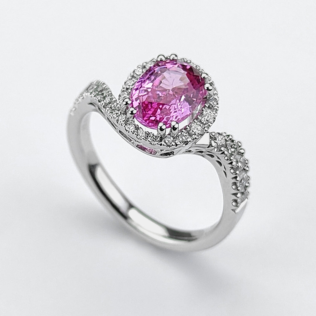 Golay ring z.pink oval 8x6 recessed shank and contour ACLCG435DIZP86-24085110050