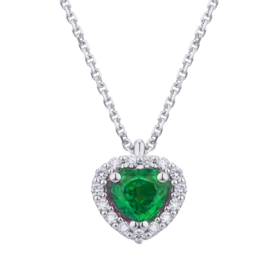 Golay 5x4 hart smaragd ketting en diamanten omtrek PCT003DISM2C-24346110064