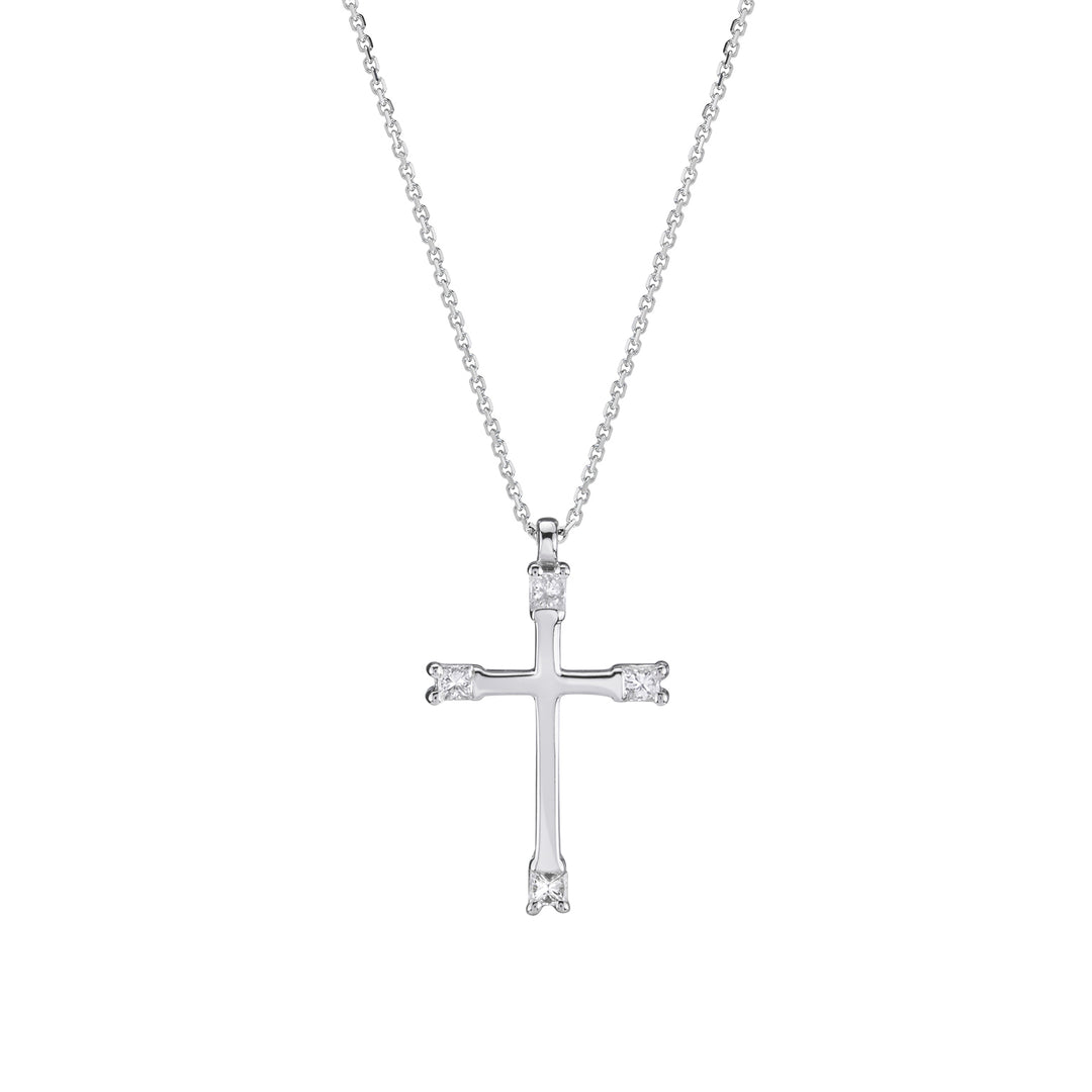 Golay klein kruiscollier met 4 prinsesdiamanten PCR003DI1-18086110197