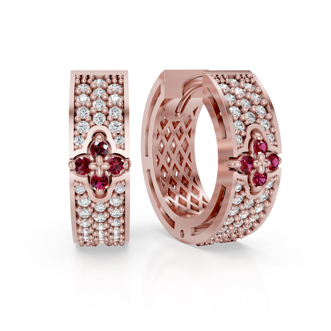 Golay small pink paveted rubies+diam circle earrings OFFI02RUDISR16-25024110242