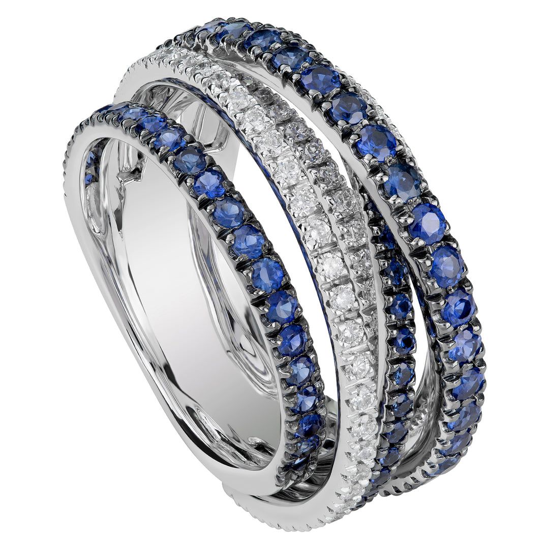 Golay pave diamant en saffier verweven ring APV020DIZB4-18026110117