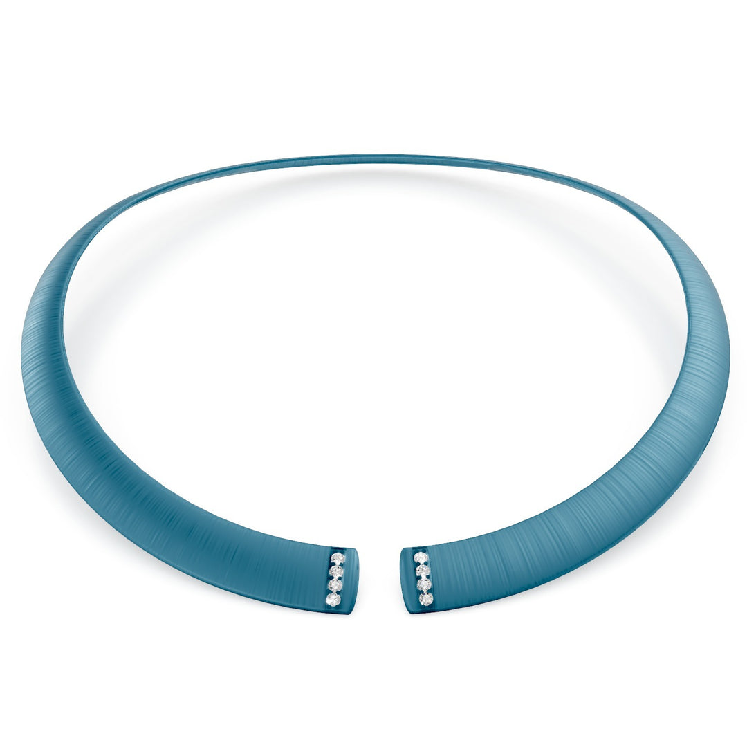 Golay-Halsband mit blauer Titanstruktur und Diamanten an der Öffnung, mittelgroß GD012DIBLTX_M