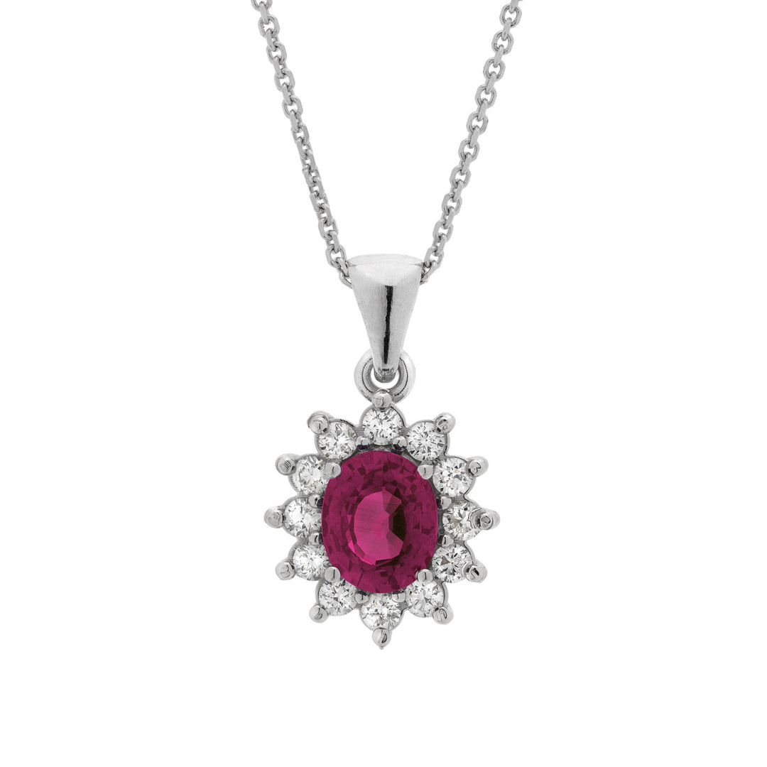 Golay necklace with 6x5 oval ruby pendant and diamonds PCL019WDIRU-22158110160