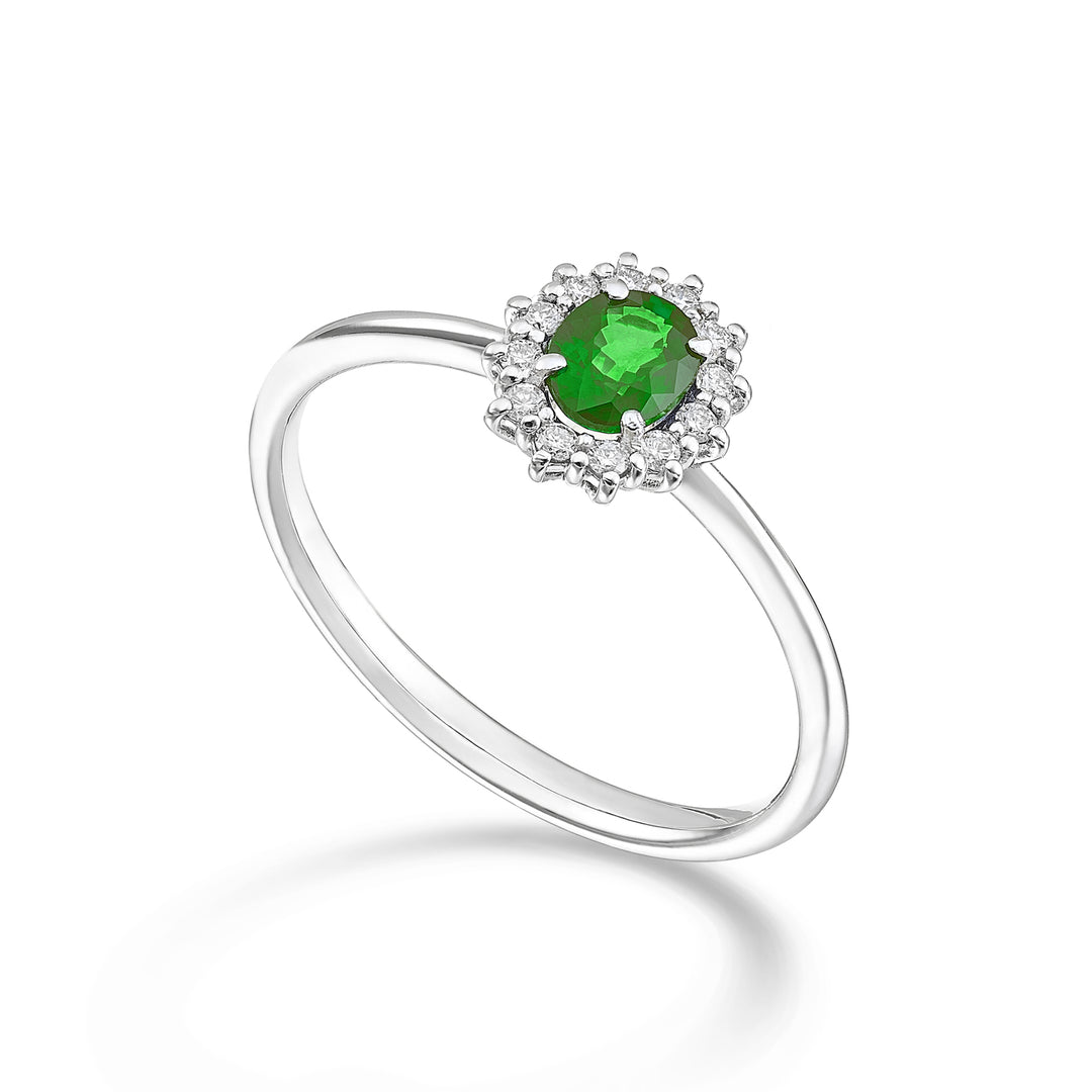 Mikiko een 9k smaragd nat. ovaal 5x4 ct.0,30 diam. 0,10 ct MA5167R4SMN