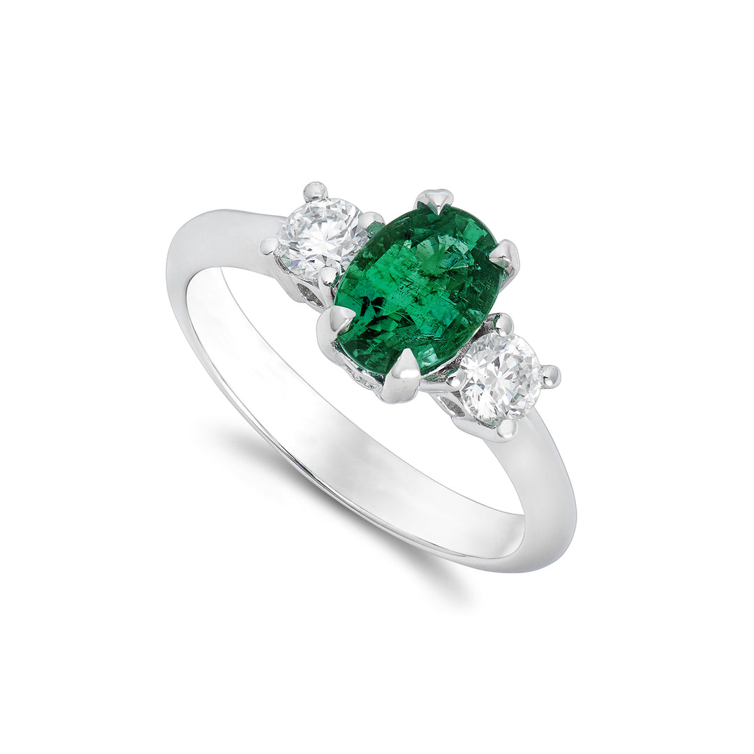 Golay-Ring mit Diamanten und Smaragd 6x8 ACL442DISM-22335110018