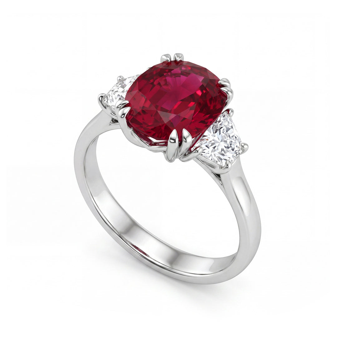 World Diamond Group 10x8 oval ruby ring and side trapezoides ACL213DIRU810-23198110076