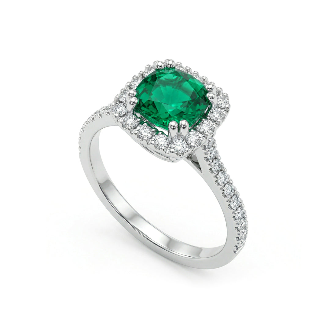 Golay kussen geslepen smaragd ring6x6 en inh. diamanten ACLC076DISM2-24067110054