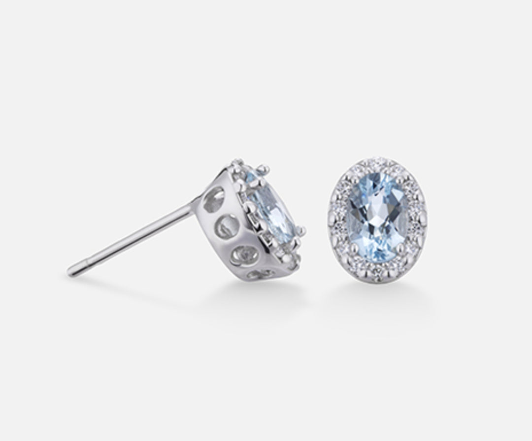 Nihama oder 18 Karat ovaler Aquamarin, 6 x 4 ct. 0,60 Durchmesser, ct. 0,18 NO5038O4AM