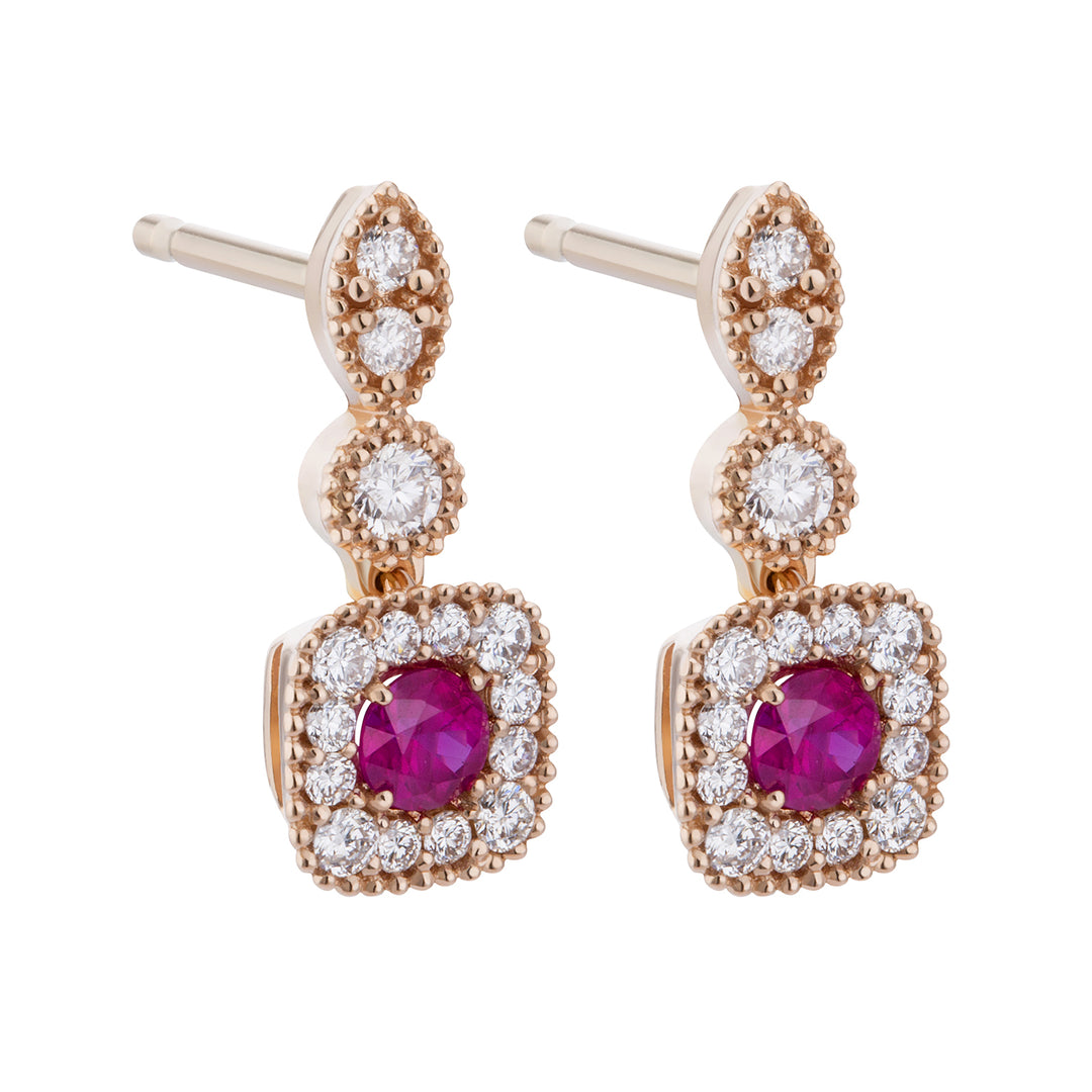 World Diamond Group ruby pendant earrings centered with diamonds OCT026RUDI3-19025110147