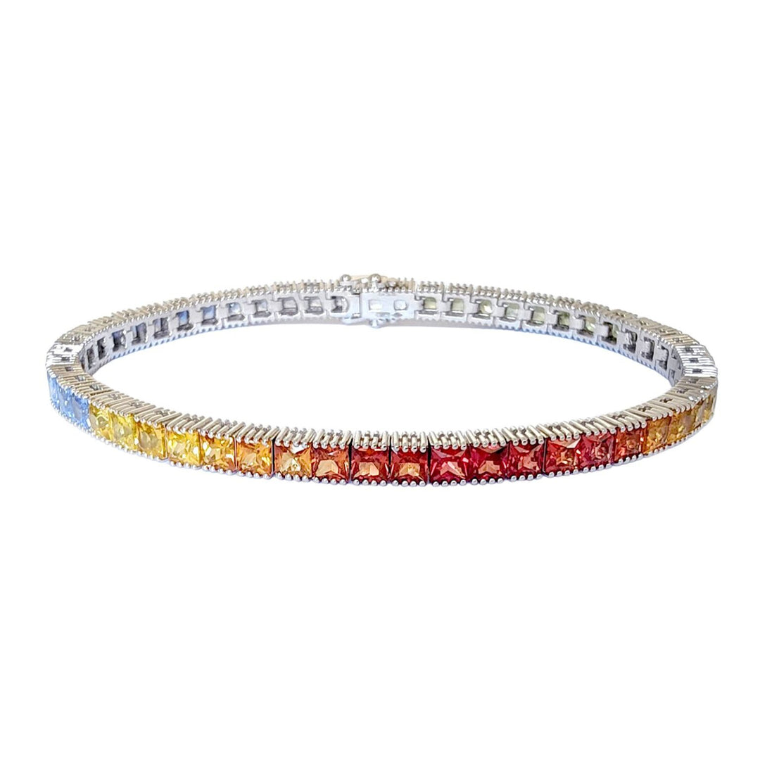 World Diamond Group multicolor zaff princess tennis bracelet 20.40ct BTLPR001ZBMC