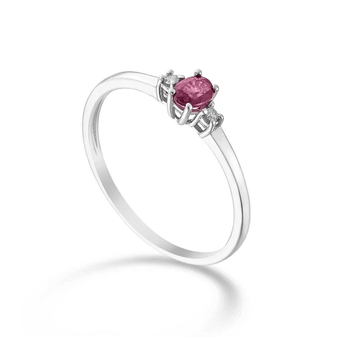 Nihama een 9k ovale robijn 4x3 ct.0,20 diam. 0,02 ct NA5190R4RBC
