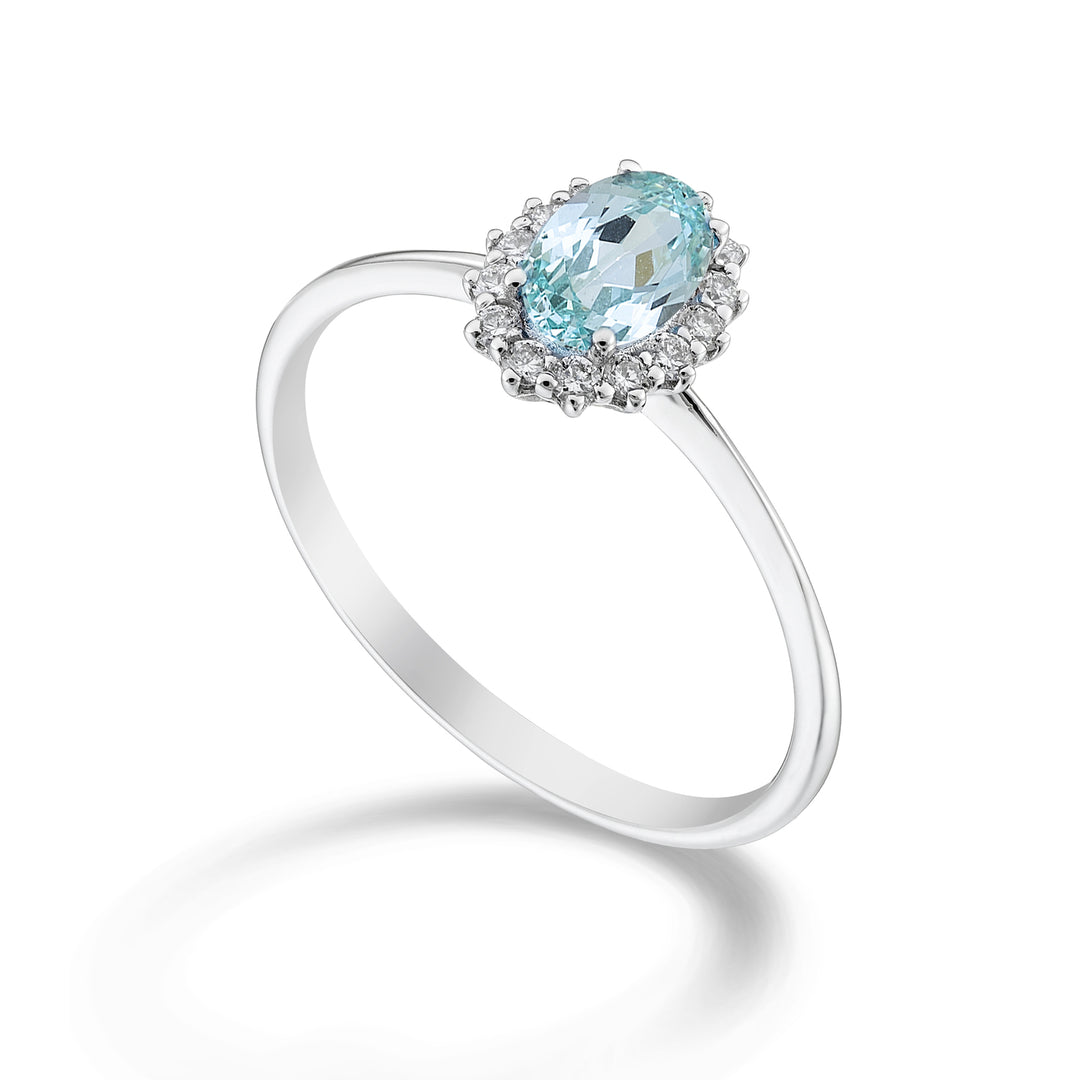 Mikiko, ein 18 Karat ovaler Paraiba-Turmalin mit 6 x 4 ct. 0,70 Durchm. ct.0,13 MA5141O4PAR