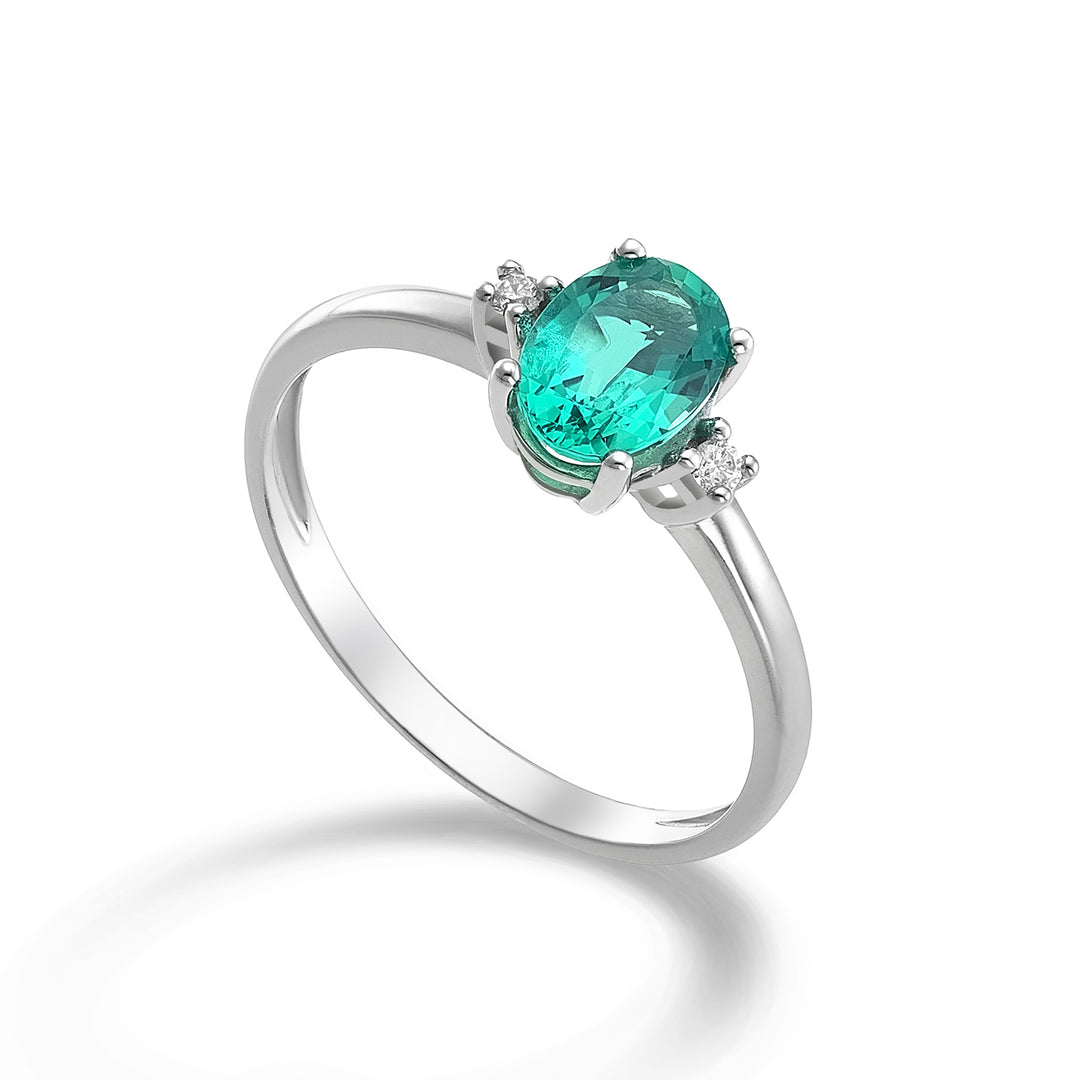 Nihama een 9k ovale smaragd 7x5 ct.0,60 diam. ct.0,03 NA5073R4BE