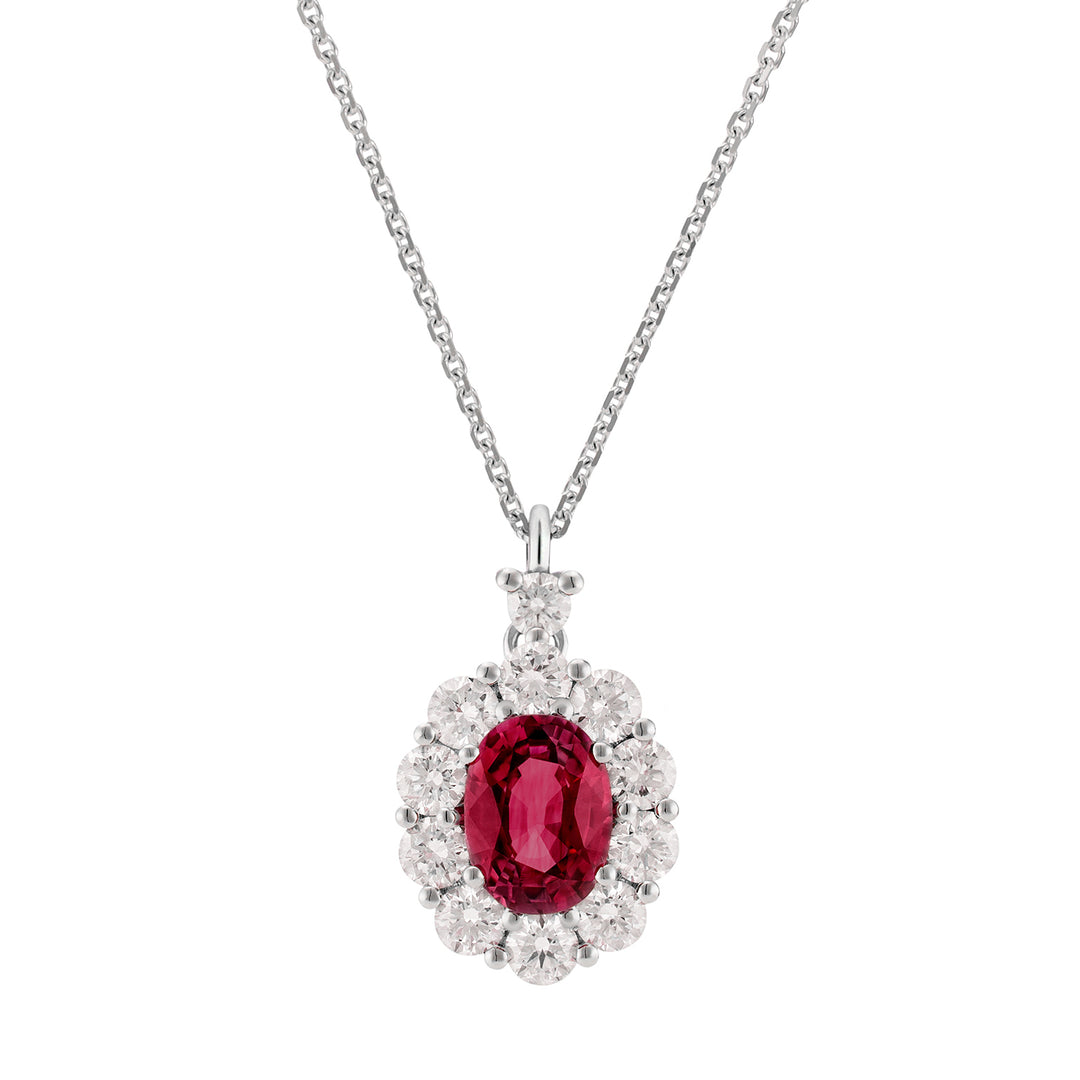 Golay ovale robijnhalsketting 7x5 en diamanten omlijning PCL045DIRU1-25317110139