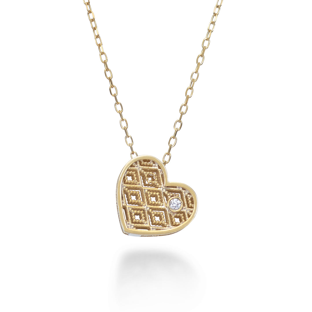 Nihama cl 18k geelgouden hart diam. ct.0,01 NDHEART1