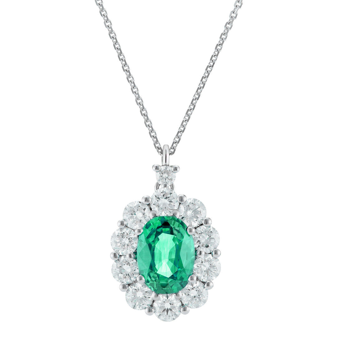 Golay ovale Smaragdkette 8x6 und Diamantumriss PCL044DISM1-22034110055