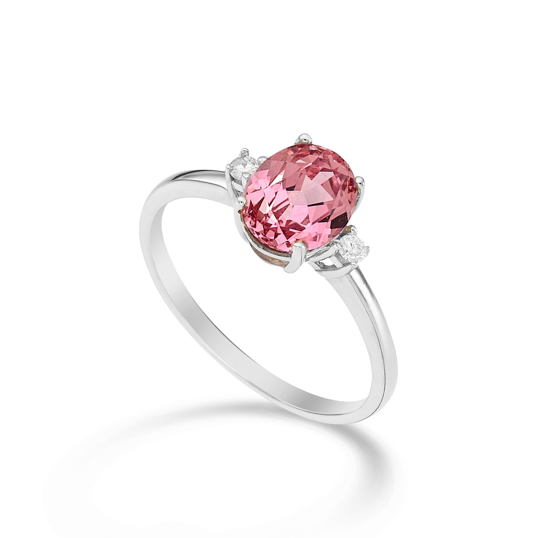 Nihama een 18k ovale roze saffier 8x6 ct.1,60 diam. 0,05 ct NA5074O4ZFRP