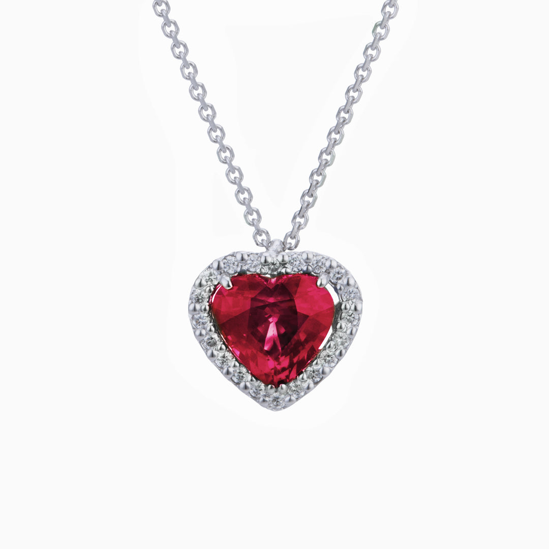 Golay 4x4 heart ruby necklace with diamonds PCT003DIRU1B-24346110061