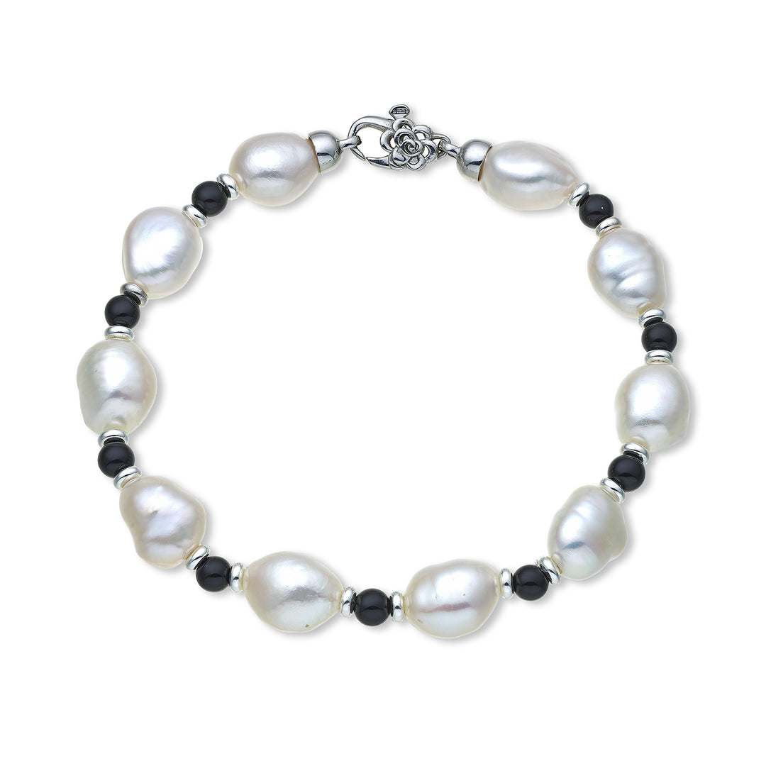 Mikiko br ag925 fw bar 9/10 agglomerate of black onyx 4mm. MB7451A4ONICE