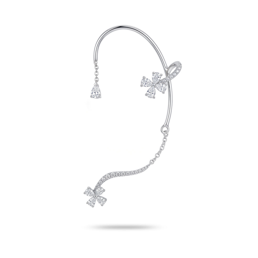 Golay Ear Cuff-Ohrring mit Blumen und gebogenem Steg, links OEC873DBSX