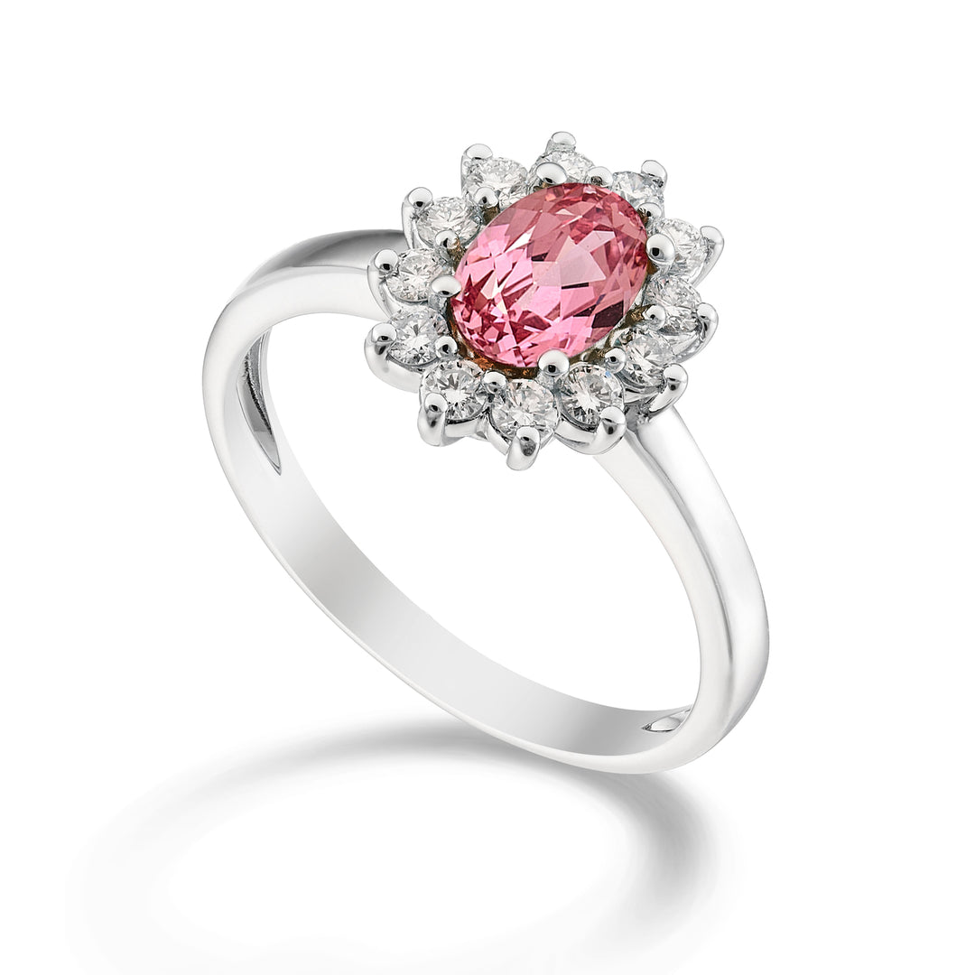 Mikiko een 18k ovale roze saffier 7x5 ct.0.80 diam. 0,30 ct MA5094O4ZFRP